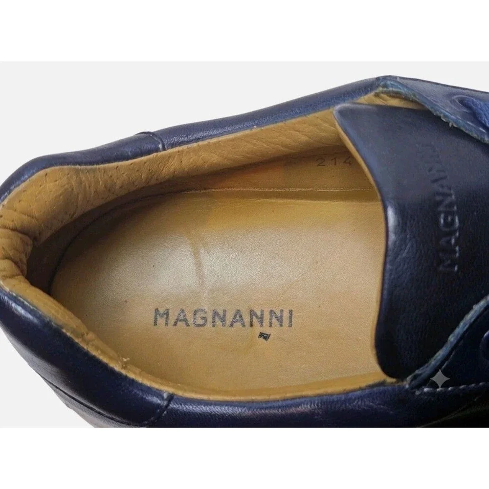 Magnanni Navy Leather Low Top Sneakers Size 13 M Spain Cupsole Mens 21419 EUC